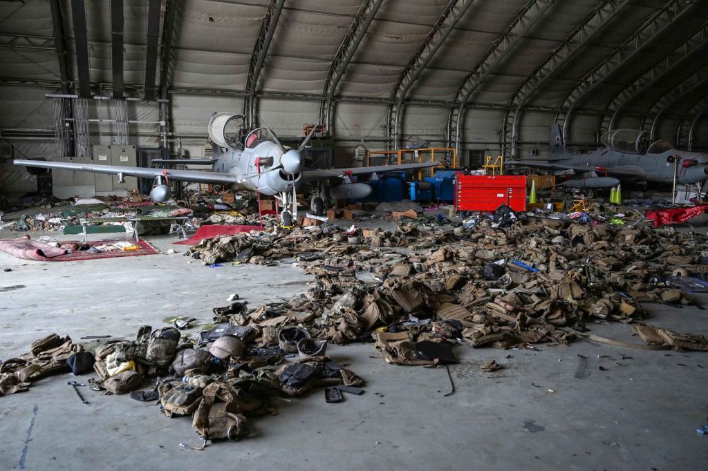 A glimpse of the abandoned U.S. and Afghan military equipment rendered unusable as part of the U.S. withdrawal.